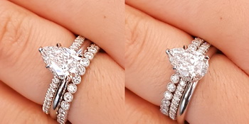 Non-Halo Delicate Pave Band Engagement Ring